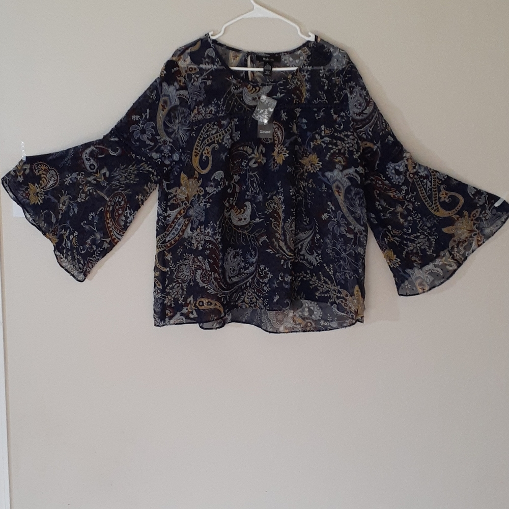 Women's Top retro charm floral pais plue size: L